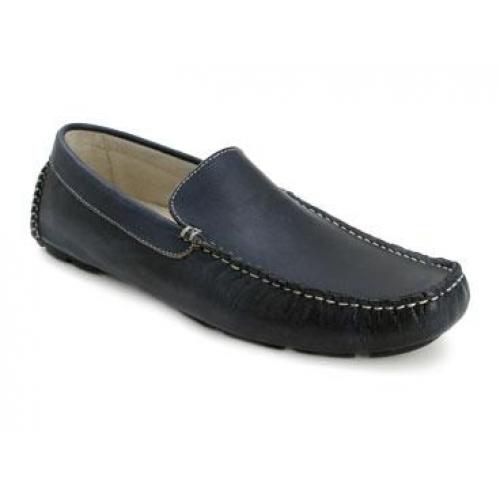 Bacco Bucci "Muse" Blue Genuine Soft Supple Calfskin Loafer Shoes